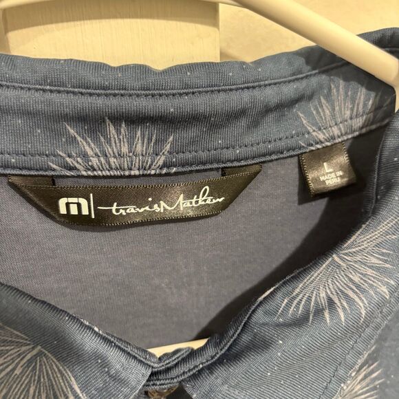 Travis Matthew The Eleffet Short Sleeve Polo Shirt Navy Palm Print - Picture 4 of 7